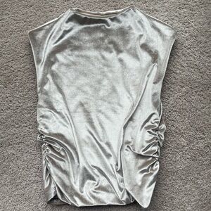 Abercrombie & Fitch Champagne Silver Velvet Sleeveless Top
